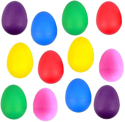 12Pcs Egg Shaker,Colorful Egg Shakers Percussion,Musical Eggs Shakers,Plastic Egg Shakers Musical Instruments Egg Shakers Set for Babies Toddlers Kids (A-12pcs)