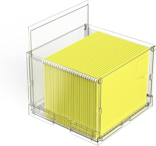 MUKAI File Box Organizer, Hanging Folder Storage Boxes, File Folder Organizer with Slide, Filing Crate Bin Holder with Letter-size File Holder Filing Box for Office, Home, Decor (1)