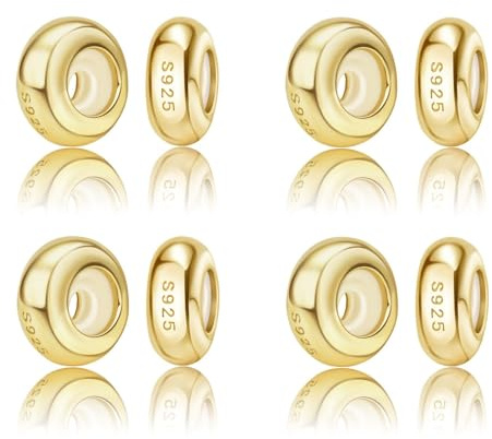 1 2 4 6 8 10 12 Gold Rose Silver Silicone Insert Stopper Spacer Bead Pendant 925 Sterling Silver Compatible With Pandora Moments Charm Bracelet