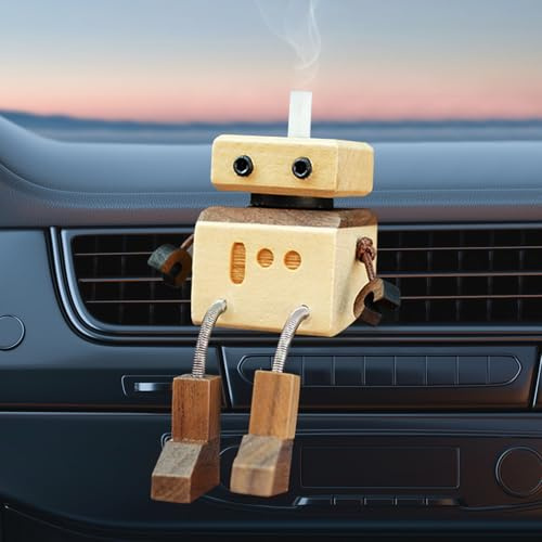 Figurine d'arôme Bois de Voiture, Parfum Voiture Bonhomme en Bois Oscillant, Figurine Amusante en Bo-is pour Voit-ure, Figur-ine d'homme en Bo-is Secoué, Figur-ine d'homme Vacillant pour Voit-ure