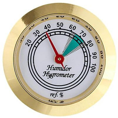 Humidor Hygrometer Round, Humidity Gauge for, High Accuracy 43mm Hygrometer with Back Magnet, Mechanical Tester, Accessory with Precise Reading, Supplies for Cabinet Guitar Violin Boxes