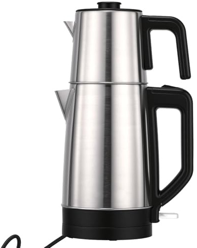 Zerodis Tetera Turca Eléctrica de Acero Inoxidable con Infusor de Doble Capa y Filtro Exclusivo para Preparar Auténtico té turco.
