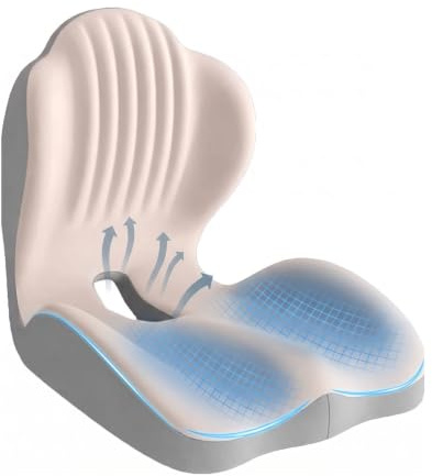 gresonic Coussin de Soutien Lombaire et siège Ergonomique, Coussin en Mousse mémoire 2 en 1 avec Conception Creuse Coccyx pour Chaise de Bureau, siège de Voiture, Utilisation à la Maison (Kaki)