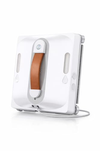 Lubluelu Robot elettrico per pulizia finestre con navigazione intelligente, sistema di sicurezza a 8 livelli, doppio sistema di aspirazione, 8 kPa, serbatoio dell'acqua da 80 ml, per finestre interne