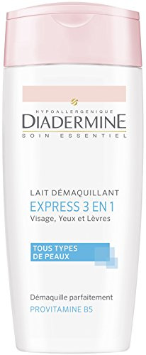 Diadermine - Lait Démaquillant Nettoyant Visage, Yeux et Lèvres - Express 3 en 1 - Tous types de peaux - Hydrate et Adoucit - Activateur de Dermo-Lipides - Contenant de 200 ml