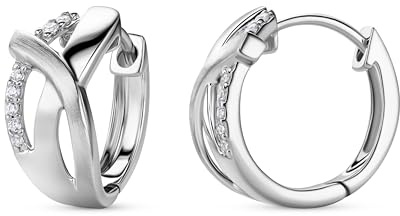 MIORE Schmuck, Ohrringe Silber 925- Silber Vergoldet 18K Gold, Creolen Silber mit Oder Ohne Zirkonia, Gekreuzte Kreolen, Runde Hoops Ohrringe Damen, Ohrschmuck