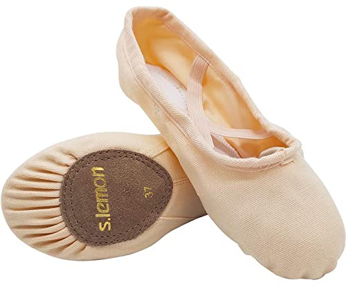 s.lemon Ballettschuhe Ballettschläppchen,Doppelschicht Leinwand Geteilte Sohle Ballett Schuh für Mädchen Kinder Damen Männer Rosa (28 EU)