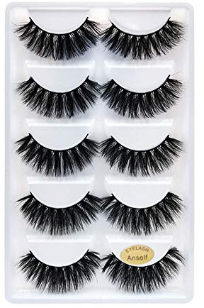 Falsche Wimpern, 5 Paare Lange Dick 3D Imitierte Wassermähne Wimpern Schwarz Lange Pure Handgemacht mit Unsichtbares Band Wiederverwendbar zum Cosplayn schwarz