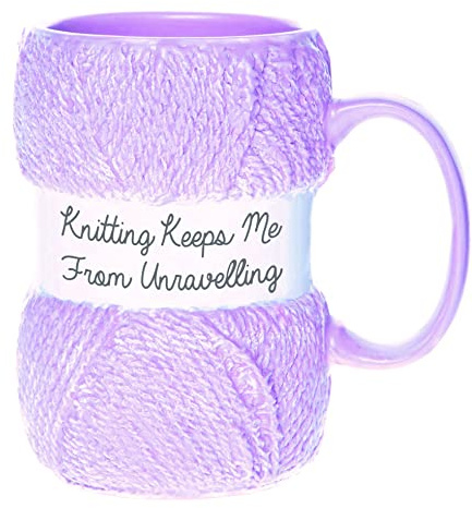 Boxer Gifts 'Knitting Keeps Me From Unraveling' Novelty Knitting Gift Mug | Light Pink Colour With Realistic Yarn Detailing | Amazing Christmas, Birthday Or Mother's Day Gift For Her