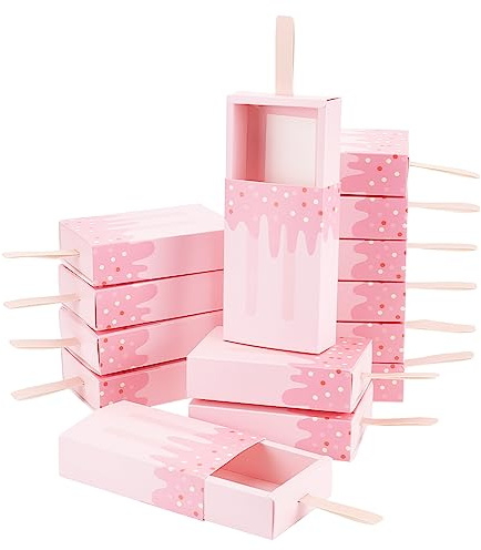 PandaHall 20 Stk. 10,5 x 6,8 cm Papier-Geschenkboxen Rechteckkarton Hochzeitsbevorzugungs für Halloween-Geburtstagsfeier-Rosa