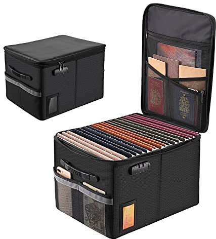 Feuerfeste Dokumentenbox, Akten-Organizer, feuerfeste Aktenschrank-Box, feuerfeste Aufbewahrung, Aktenschrank-Box mit Schloss, tragbare Büro-Safe Box zum Aufhängen von Briefen/Rechtsordner…