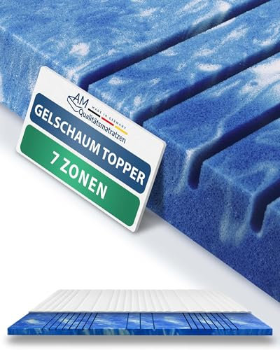 8 cm hoch - 7-Zonen Deluxe Gelschaum-Topper 150 x 210 cm mit RG 50 - Hochwertiger Lyocell-Bezug - Antirutschfunktion - Umlaufendes Klimaband - Gel-Topper 150x210 8cm