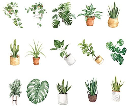 Fopytu 45 Pcs Green Plants Stickers Diy Decoration Mini Size Laptop Stickers for Planners Scrapbook Suitcase Diary Notebooks Album