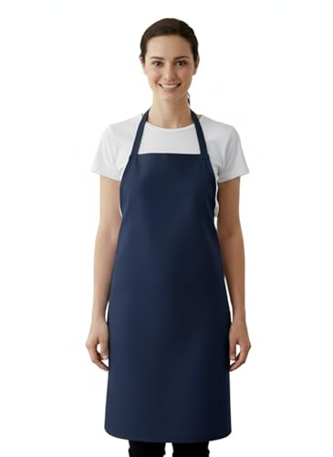 IBEX Unisex Bib Apron - No Pocket, Professional Kitchen Apron for Chefs, Waiters, Cooks, Bar Staff, Catering, Navy Blue