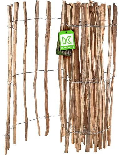 KADAX Recinzione in nocciola, recinzione in legno di nocciola, recinzione da giardino in diverse misure, resistente alle intemperie, recinzione in legno naturale (7-9 cm) 120 x 500 cm)