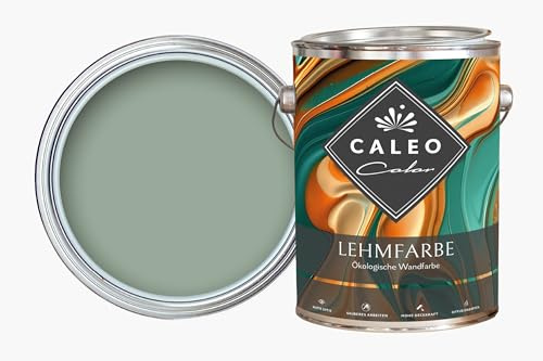 Caleo Color Peinture murale écologique pour salon, 2,25 l. de couleur argile JURA vert sauge, couvrante, anti-gouttes, sans odeur