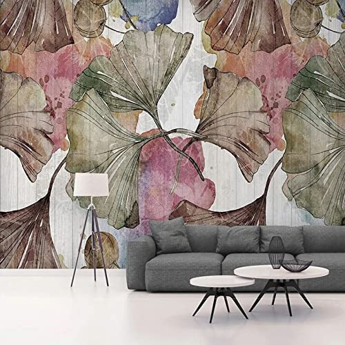 XAONUO Feuilles Papier Peint Photo 3D Optique Feuilles Plantes Colorées Trompe L Oeil | Déco Mural Tableaux Muraux Photo 200X150Cm Mural Décor Motif Poster Géant Stickers Muraux Optique Fond Effet