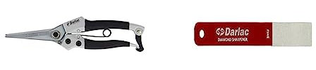 Darlac Compact Snips – Award Winning Garden Snips – Ideal for Delicate & Light Pruning & Topiary Work & Fine Grade Diamond Sharpener – Approx 52bn Diamond Particles Per Sq Inch – The Ultimate