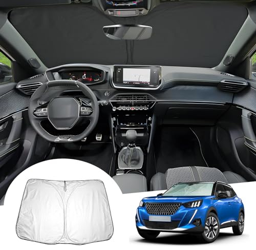 [Upgrade] GAFAT Kompatibel mit Peugeot 2008 e-2008 Restyling 2019-2025 2026 Sonnenschutz Frontscheibe Innen, Windschutzscheibe Sonnenschirm Sonnenblende, Abkühlung, UV Schutz, 2008 GT Line Zubehör