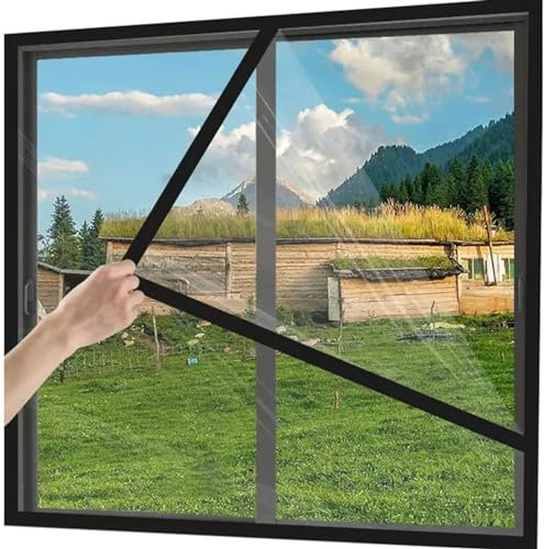 AiChen Película Aislante para Ventanas con Cinta mágica, lámina Aislante Transparente para Aislamiento térmico de Ventanas, negro-125x130cm