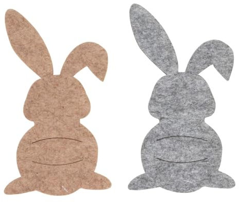 Geschenkestadl 12 Stück Bestecktaschen Osterhase Hase Filz Grau Braun Besteckhalter