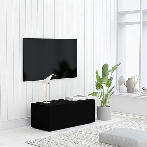ARKEM TV-Schrank Schwarz 80x34x30 cm Holzwerkstoff Kleiner Tv-StäNder Wohnzimmer