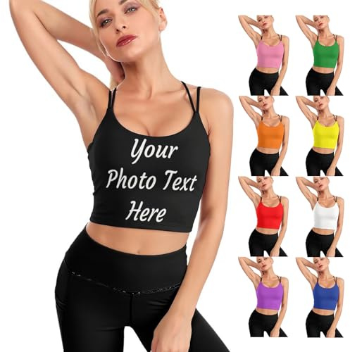 Débardeur de Soutien-Gorge de Sport Personnalisé pour Femmes, Haut Court, Haut de Yoga, Gilet de Course, Chemise sans Manches, Gilet de Gymnastique