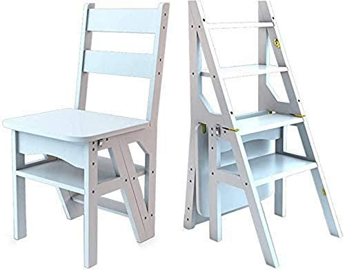 Holz-Tritthocker Klappleiter Stuhl Hochstuhl Klapptritthocker Treppensitze Holzleiter Treppenregal Trittleiter Massivholz Doppelnutzung Klettern Faltbar Regal Schuh Ench Küche Indoor A (B)