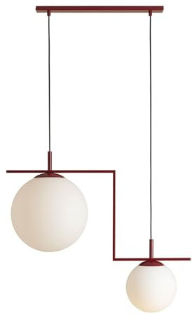 Licht-Erlebnisse Hängelampe Glas Metall Rot Weiß Küche Esstisch B:30 cm E27 max. 15 W wohnlich Kugeln blendarm Modern Wohnzimmer Pendelleuchte TIMIGIR