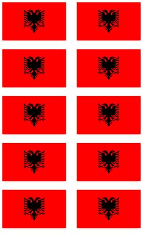 Aufkleber: 50x30 mm, 10 Stück - Flagge - Albanien - AL - für Auto, Koffer, Laptop und mehr