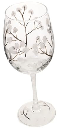 Amosfun Painted Red Wine Glass Hand Printed Wine Glass Goblet for Birthday Home Decoration Stem