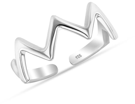 LeCalla 925 sterlingsilver minimalistiska tåringar set enkla öppna justerbara tåringar för kvinnor, Justerbar, Sterlingsilver, Ingen ädelsten