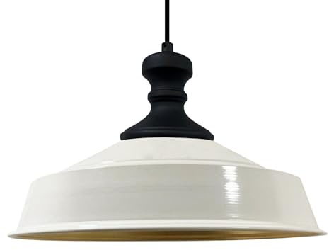 bamyum Asletl-Knob Hängelampe Industrial Vintage Ø40 cm, Küchenlampe Hängend Vintage, Pendelleuchte Esstisch Vintage, Hängelampe Esstisch, Wohnzimmerlampe Pendelleuchte Weiß Metall, Küchenlampe
