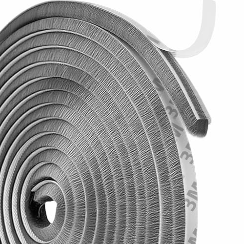 Jyvex Joint de porte à brosse, autocollant, 9 mm x 9 mm, pour portes, joint inférieur, joint à brosse, boîte pour volets roulants, pare-intempéries pour portes