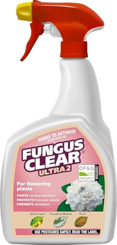 FungusClear Ultra 2 Ready to Use 800ml – Systemic Organic Fungicide for Roses & Ornamentals – Treats & Prevents Black Spot Rust Powdery Mildew & Leaf Spot – Up to 6 Treatments Per Year