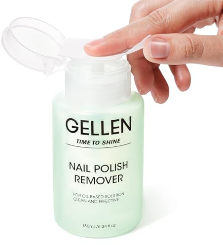 Gellen Nail Polish Remover, 180ml Acetone-free Remover with Push-down Pump Jar for Regular Nail Polishes, 5s Quick & Efficient Professional Nail Lacquer Remover for Home Salon, Jasmine Scent