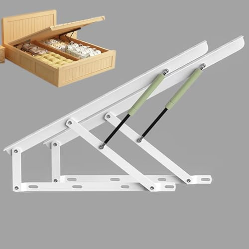 Kit di Sollevamento per Letto, Meccanismo di Sollevamento per Letto Contenitore, Set di 2 Kit di Sollevamento per letto con molle a gas, Asta di Supporto idraulica per Letto Tatami, Durevole(White,60c