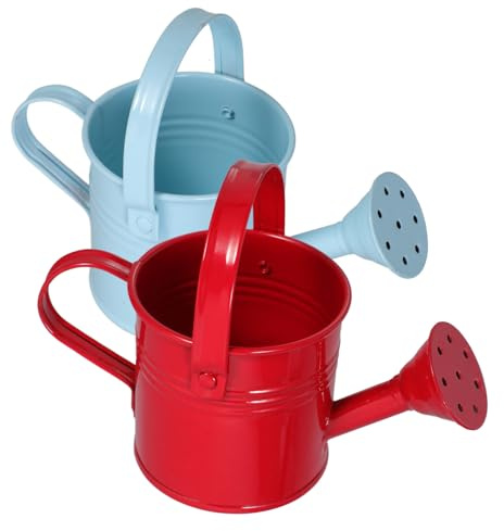 FUNOMOCYA 2 Piezas Regadera de Hierro para Plantas de Rojo y Azul Regadera y Duradera para Jardín y para Riego de Flores y Plantas de Interior Exterior