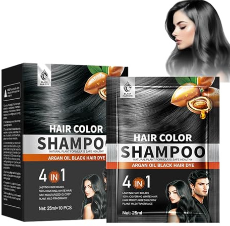 Tinte para el cabello negro para hombres y mujeres, color instantáneo para el cabello, champú tonificador, para hombres y mujeres (negro), champú para el cabello