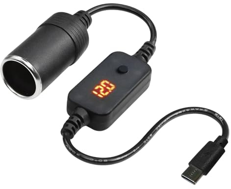 leruiyezs USB C Auf Zigarettenanzünder Adapter Kabel,5V Stecker Auf 12v Adapter,Mit 1 Fuß Länge,Kompatibel Für Dashcam,GPS,Auto LED Lichtleisten,DVR,Auto Zigarettenanzünder