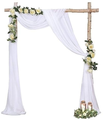 ChAusa Romantischer Hochzeits-Bogen-Querbehang, transparenter weißer Tüll-Blumenbogen, Hochzeitsdekorationen für Empfang, Fotohintergrund, Hochzeitszeremonie, Fotografie, Party, 75 x 600 cm