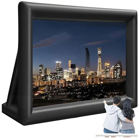 Inflatable Movie Screen for Projector, Front & Rear Projection, One-Piece Outdoor Blow-Up Screen for Backyard & Pool Parties 14FT