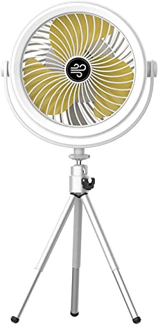 Watreketal Ventilador de escritorio con batería de rotación de 360° para una mejor sala de refrigeración, trípode silencioso de viaje, puerto de carga USB, ventilador de camping con LED