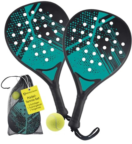 #DoYourSports Set di racchette da padel | Racchette da padel e set iniziale, 2 racchette leggere per il padel con palla e rete | Impugnatura antiscivolo, ideale per l'allenamento e il tempo libero
