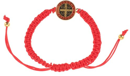 Tofficu Bracelet Catholique Saint Benoît pour Hommes, Médaille en Alliage, Ficelle Ajustable Portable, Style Élégant, pour Vêtements Décontractés et Sport