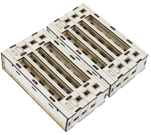 OHPHCALL Modello di Casa in Legno Miniatura 2 Pezzi per Ufficio e Soggiorno, Struttura Robusta senza Assemblaggio, Design Moderno Incompleto Beige