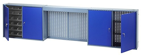 Küpper Hängeschrank 70187, 36 Stapelboxen, 4 Fachböden, 240x60x20cm, ultramarinblau