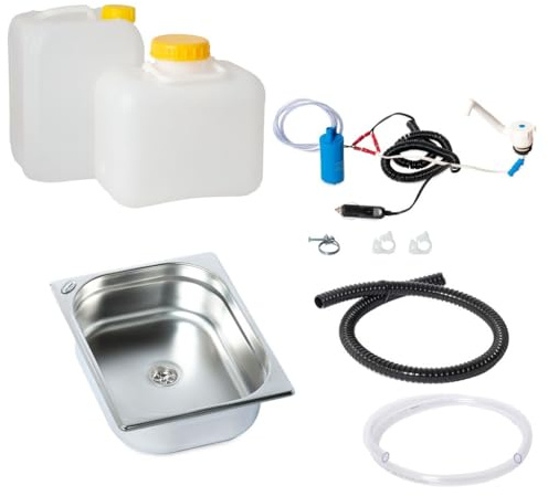 12V Wasseranlage Imbisswagen Verkaufsanhänger Campingküche Bausatz Spüle 325x265x100 Comet Novo weiß (ad-ideen)