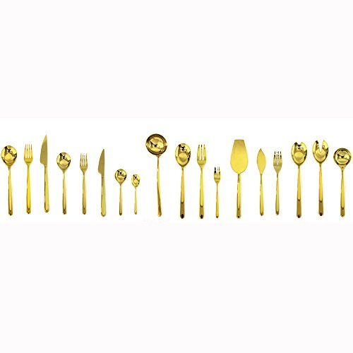 Mepra, Set di Posate Linea, 151 Pezzi, Bronzo, Made in Italy, Lavastoviglie, Servizio Posate 6 Persone, Stile Contemporaneo