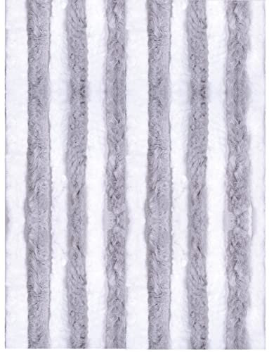 Arsvita Insektenschutzvorhang 100x220 cm (Breite x Länge) Flauschvorhang in Hellgrau & Weiß für Camping, Terrasse, Pavillon oder Balkontür, Fadengardine Ø4cm